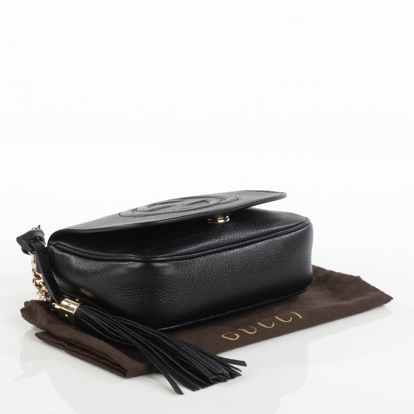Pebbled Calfskin Small Soho Flap Crossbody Black