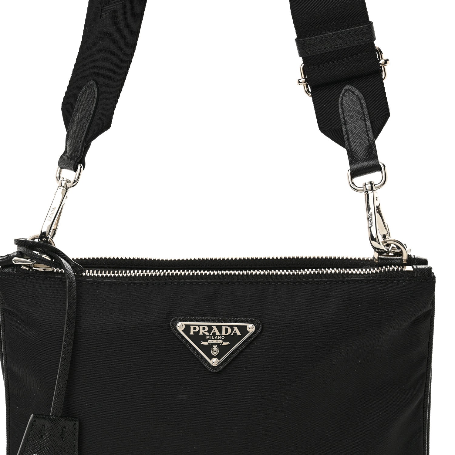 Prada Re-Nylon Saffiano Re-Edition 2000 Double Zip Crossbody Bag Black 8 of 11