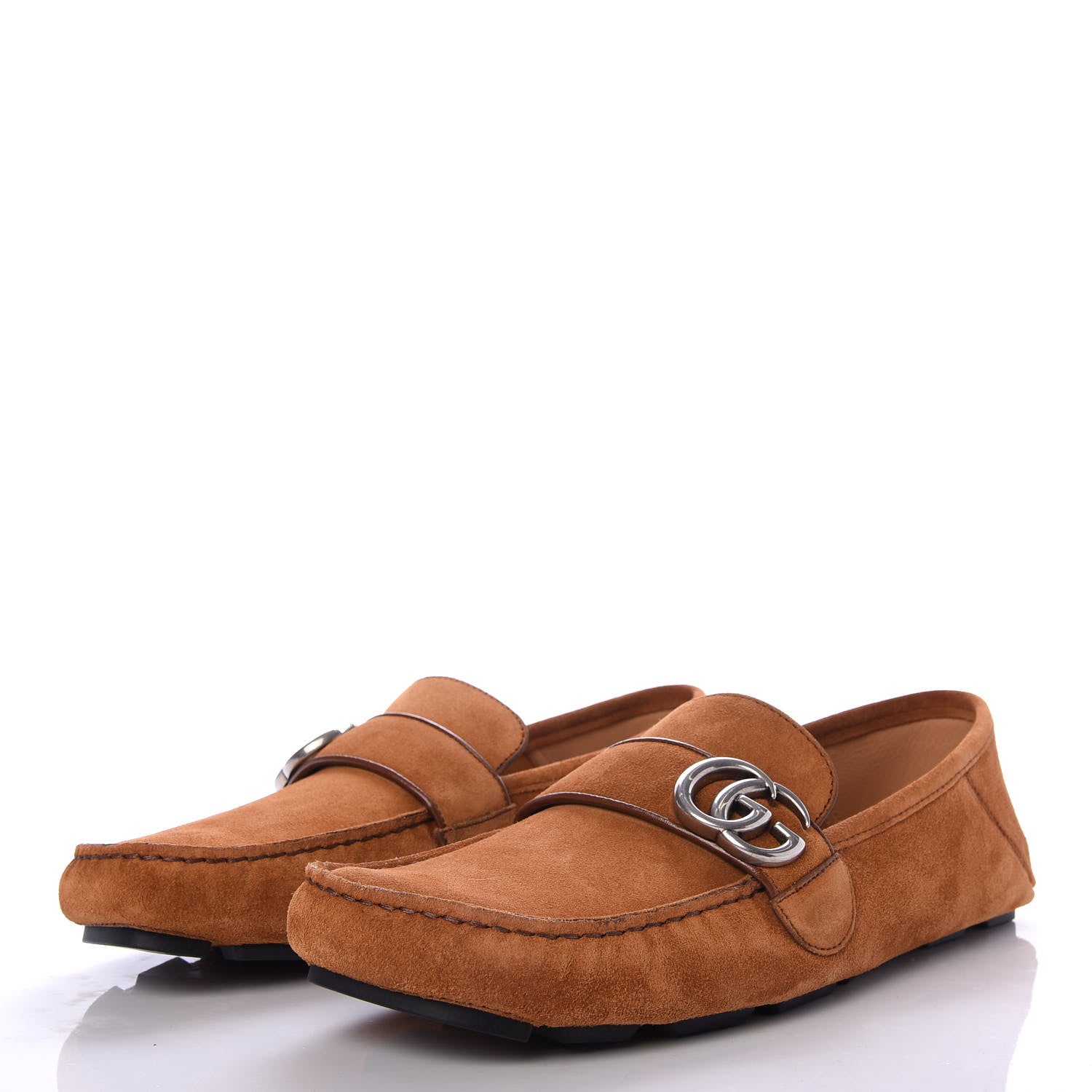 Gucci Suede Mens Driver Queen Loafers 8 Cuir 3 of 10