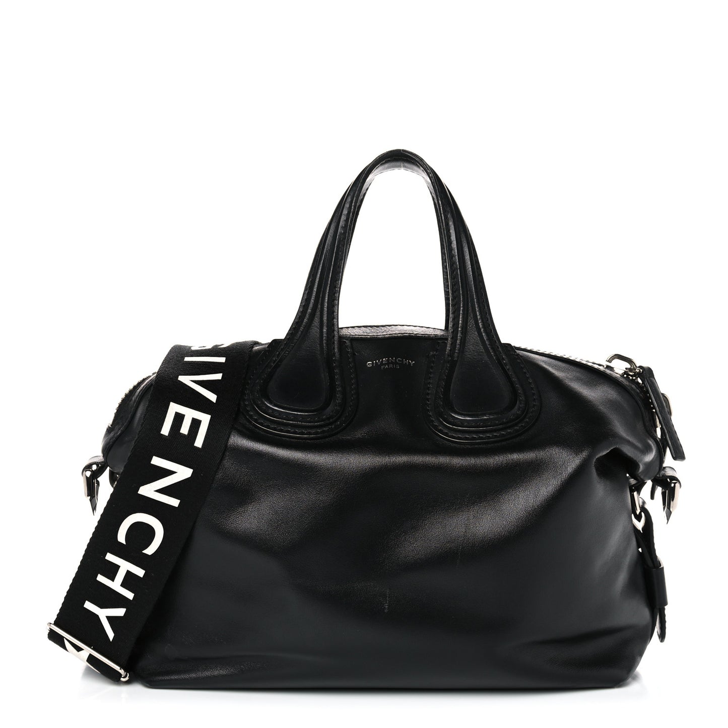 Waxed Calfskin Medium Nightingale Logo Strap Black