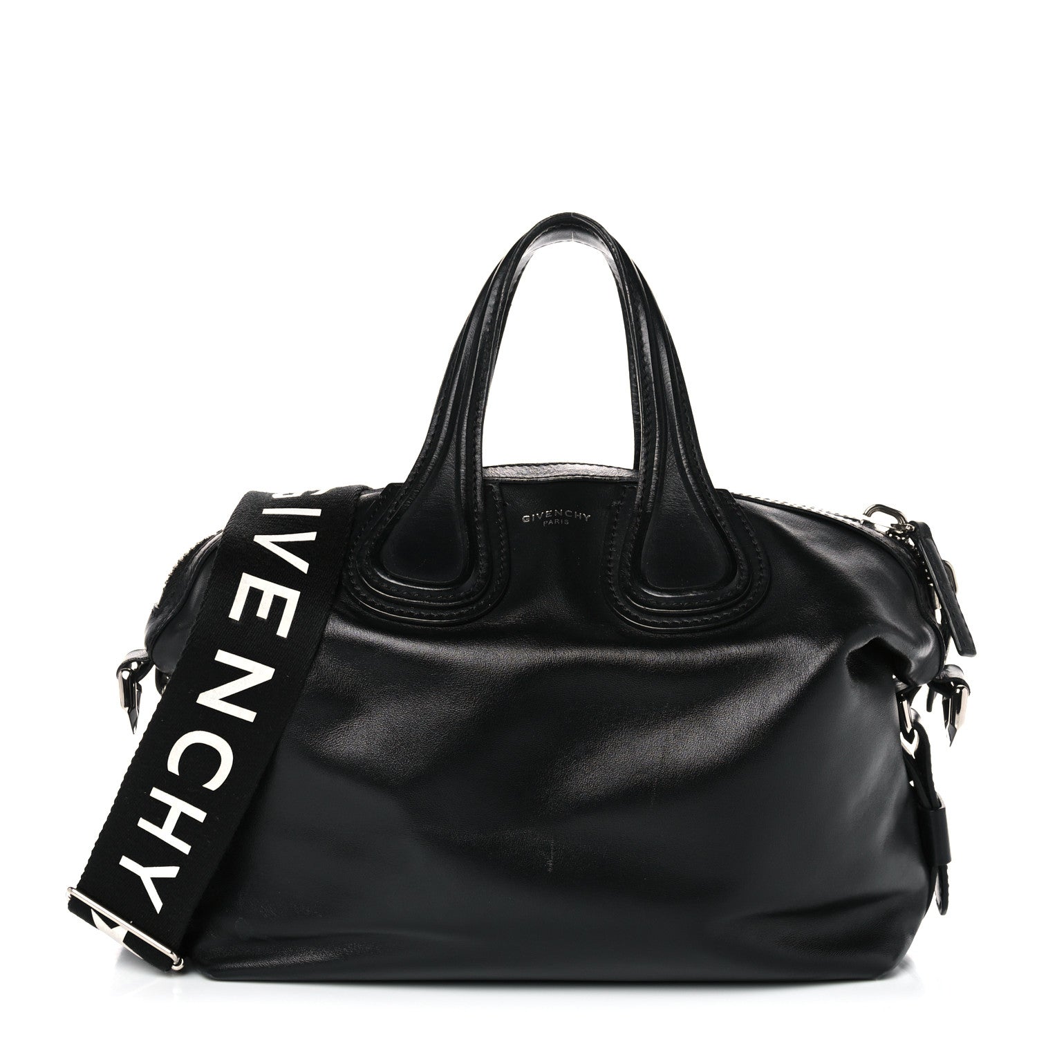 Givenchy Waxed Calfskin Medium Nightingale Logo Strap Black 1 of 19