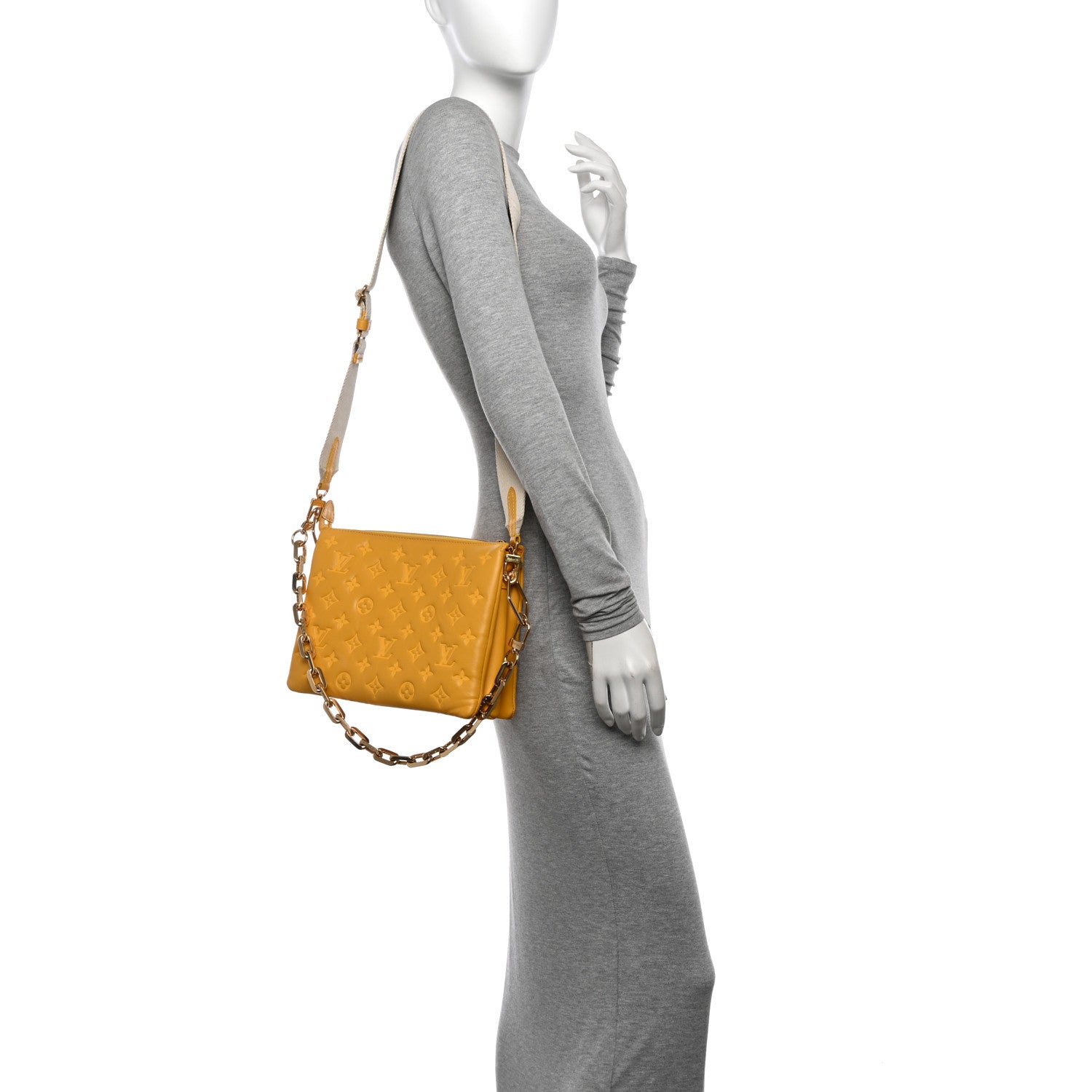 Louis Vuitton Lambskin Embossed Monogram Coussin PM Sunflower 2 of 10