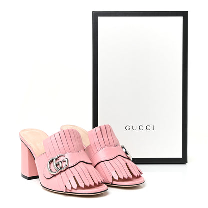 Gucci Malaga Kid GG Marmont Fringe 75mm Slide Sandals 38 Wild Rose 15 of 15