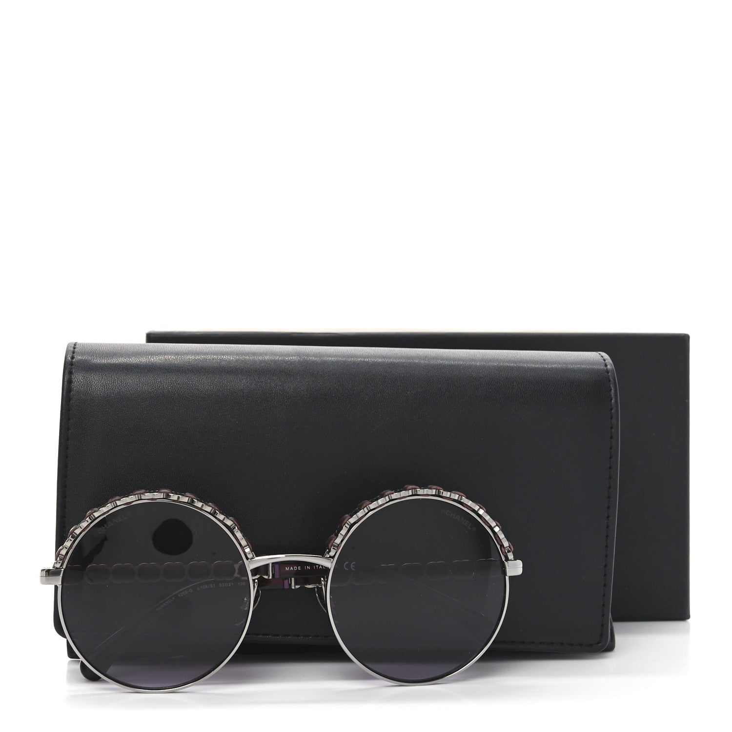 Chanel Metal Calfskin Round Chain Sunglasses 4265-Q Brown 7 of 7