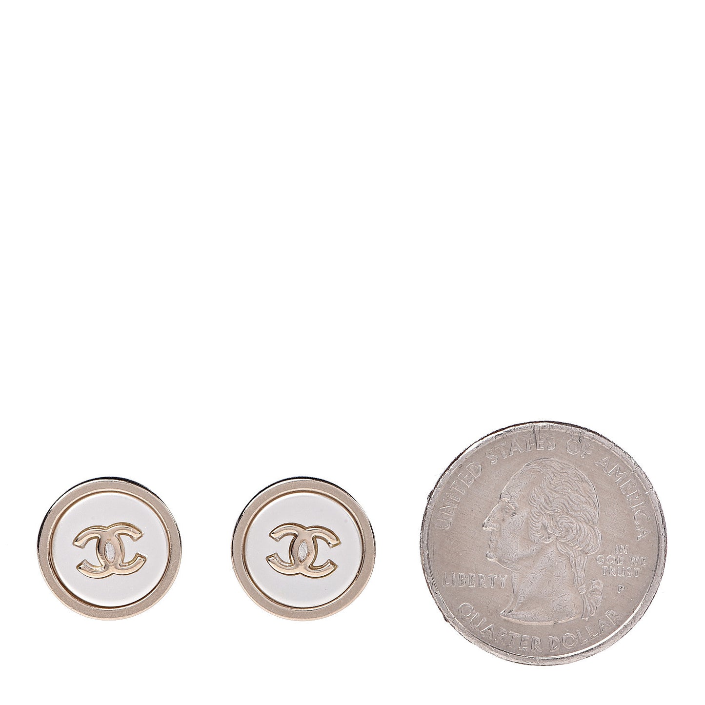 Pearl Coco Round Earrings Gold Pearly White