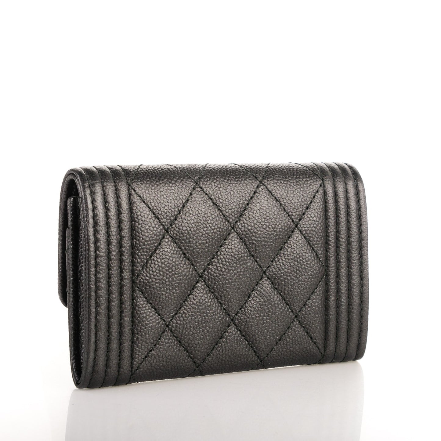 Caviar Quilted Boy Flap Card Holder So Black