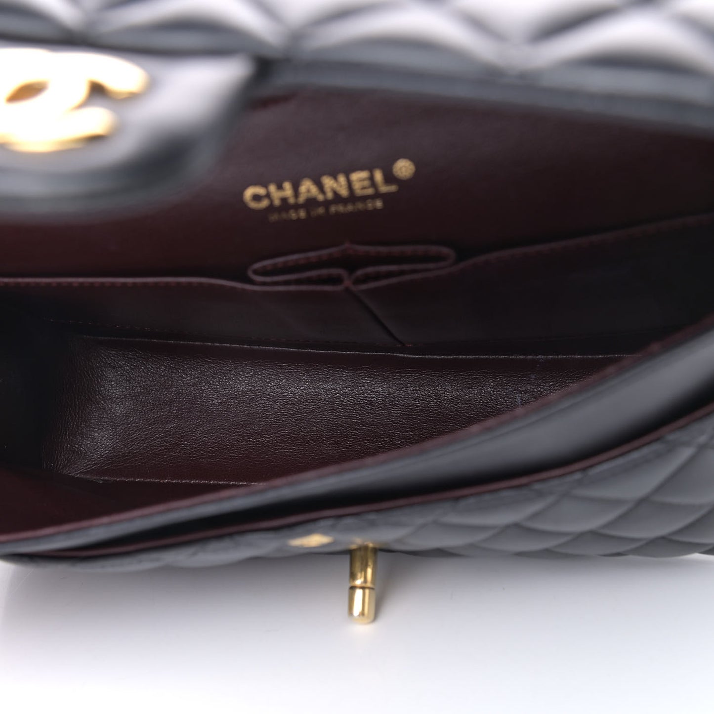 Lambskin Quilted Medium Double Flap Black
