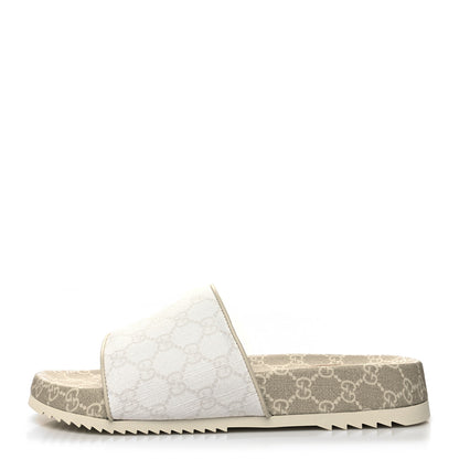 Gucci GG Supreme Monogram Demetra Mens Slide Sandals 10 White Mystic White 1 of 9
