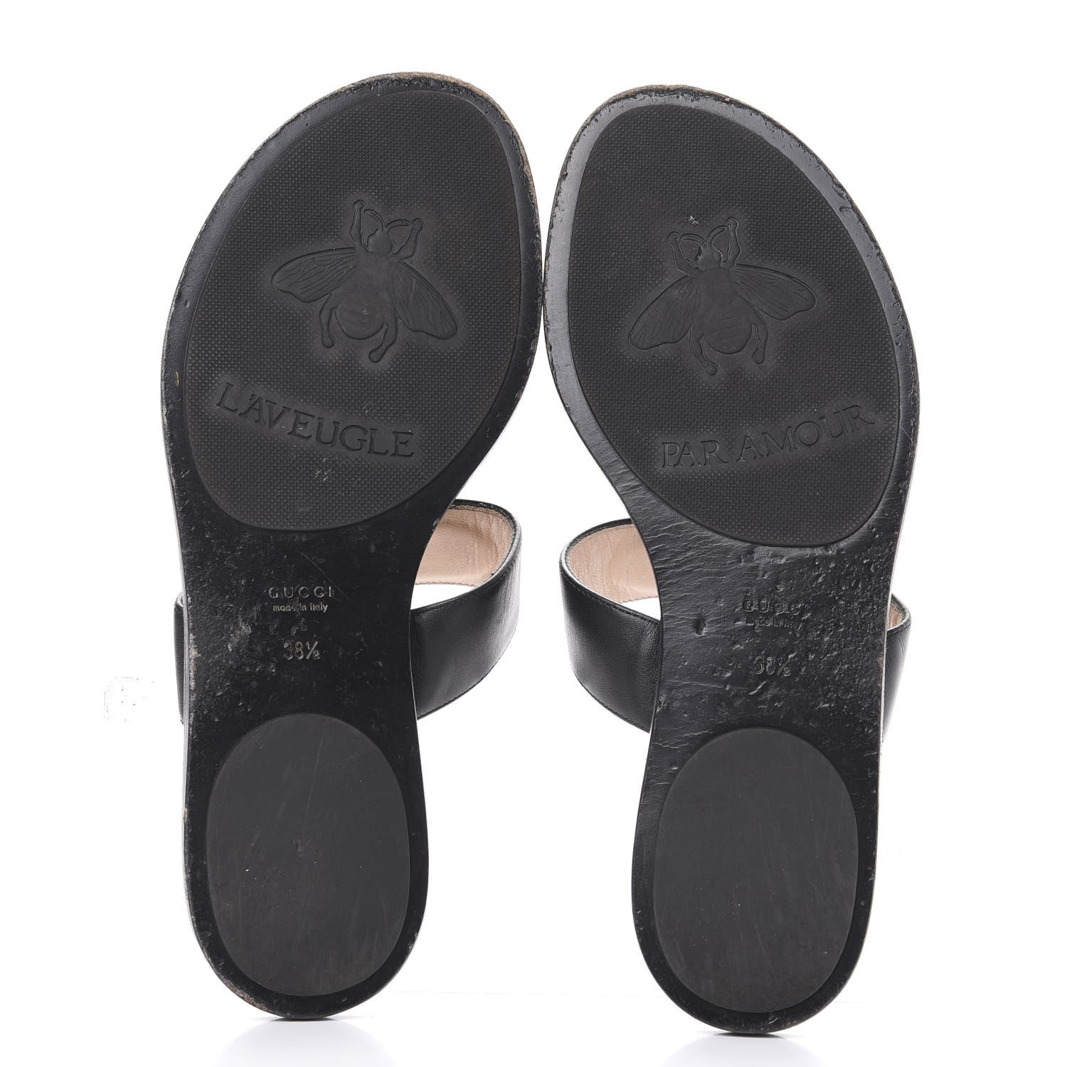 Gucci Calfskin GG Marmont Thong Sandals 38.5 Black 5 of 8