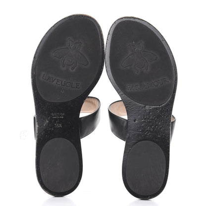 Gucci Calfskin GG Marmont Thong Sandals 38.5 Black 5 of 8