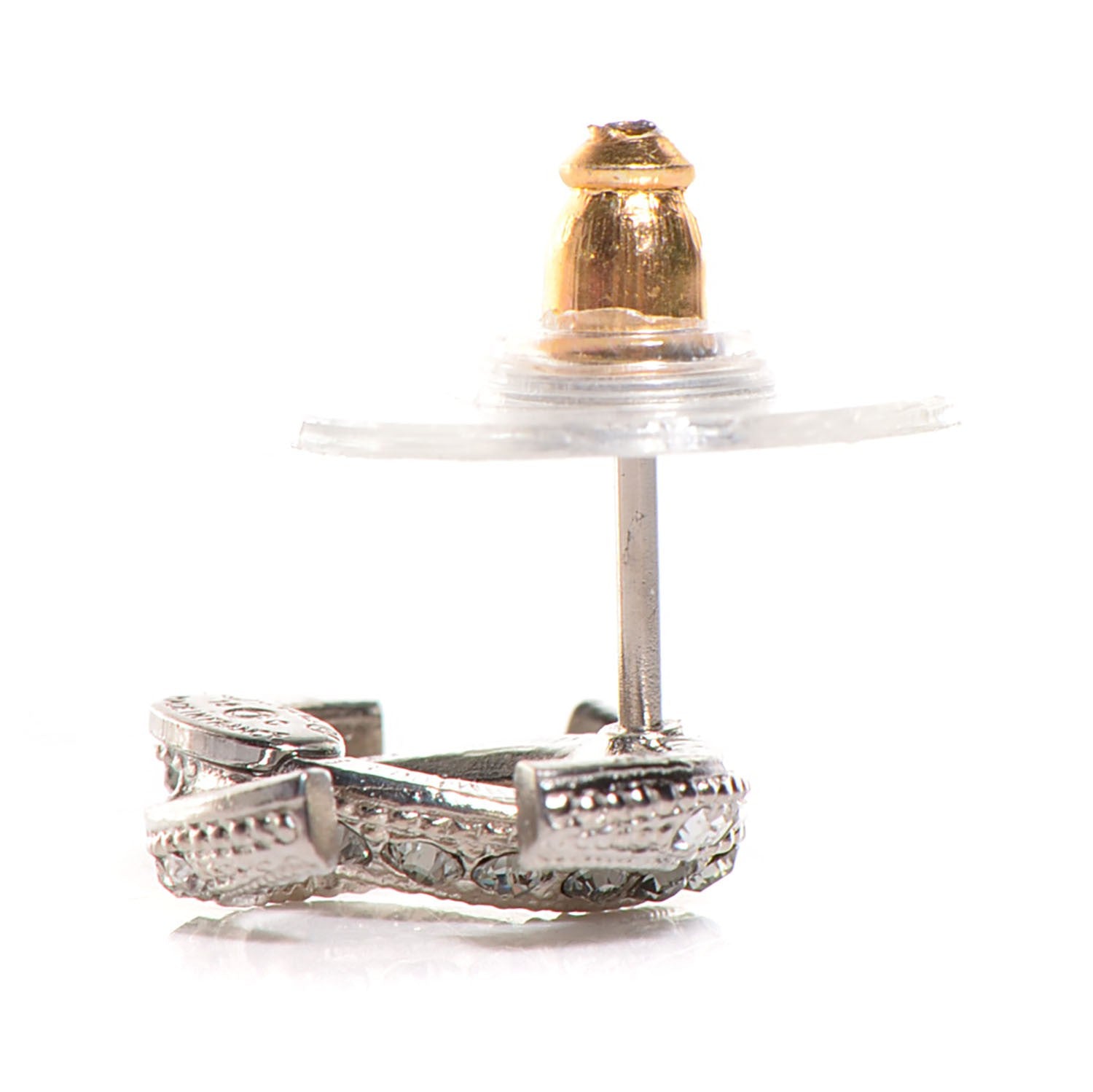 Chanel Crystal Moon CC Earrings Silver 2 of 5