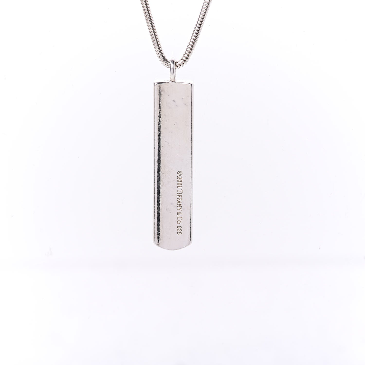 Tiffany Sterling Silver 1837 Bar Pendant Necklace 5 of 7