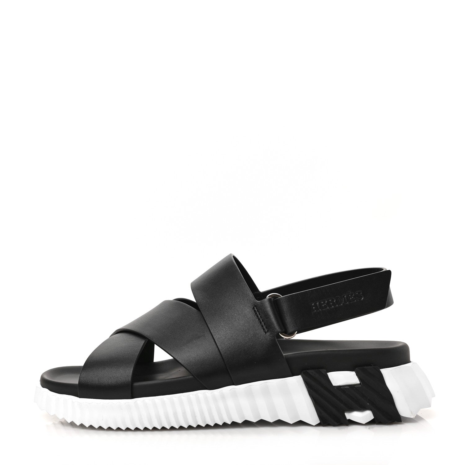 Hermes Parachute Fabric Calfskin Womens Electric Sandals 39 Black 1 of 8