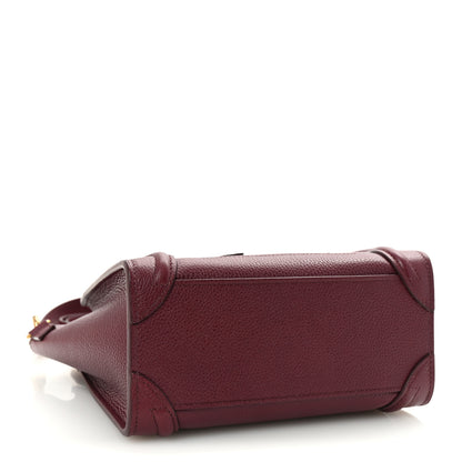 Celine Drummed Calfskin Nano Luggage Burgundy 3 of 10