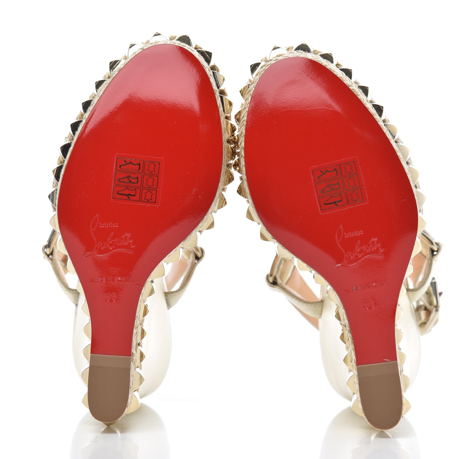 Christian Louboutin Nappa Silk Cataclou 140 Wedge Sandals 36 Sahara Light Gold 5 of 11