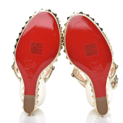 Christian Louboutin Nappa Silk Cataclou 140 Wedge Sandals 36 Sahara Light Gold 5 of 11