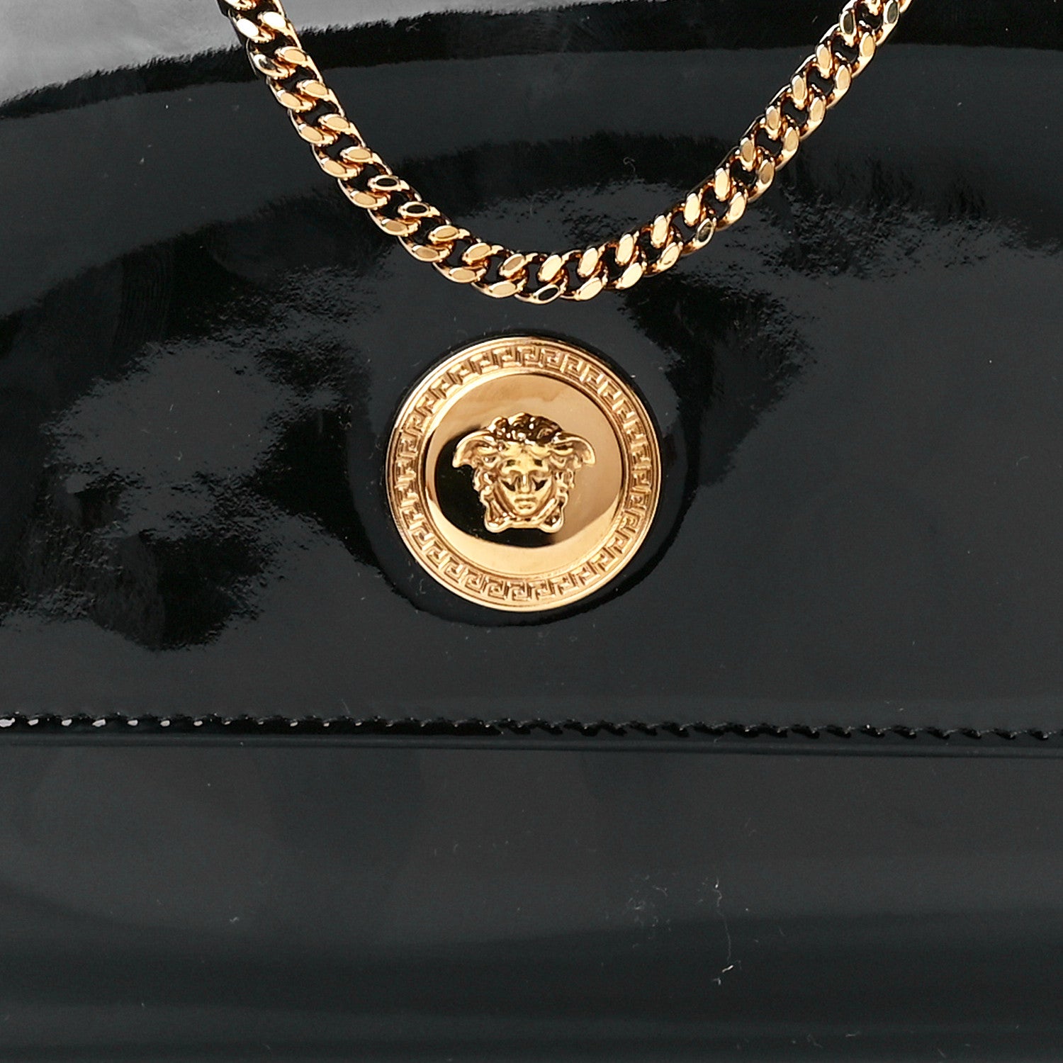 Versace Patent Medusa Clutch With Chain Black 7 of 10