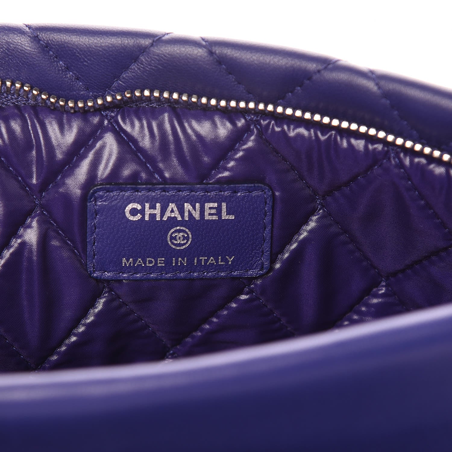 Chanel Lambskin Quilted CC Beauty Clutch Blue 7 of 13
