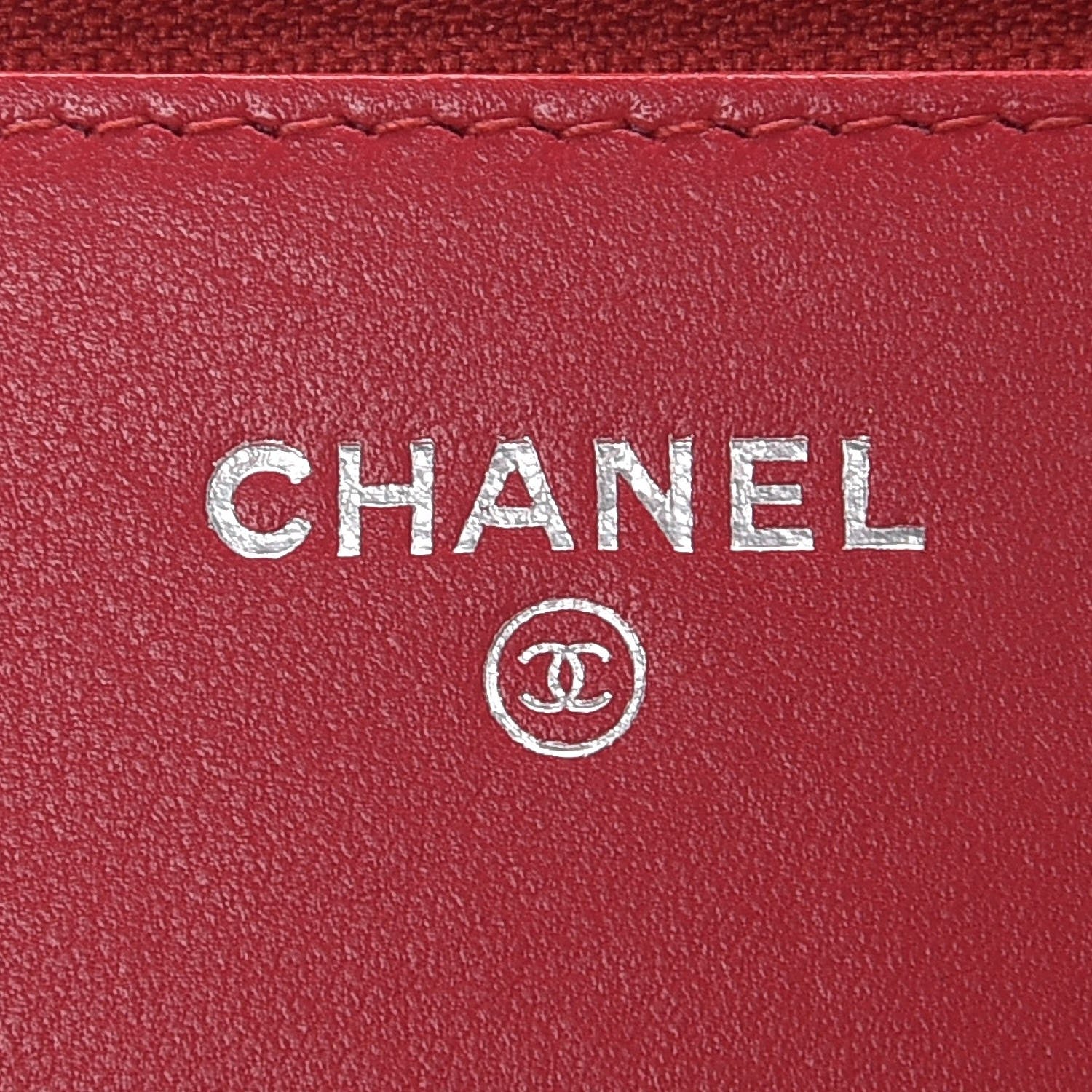 Chanel Lambskin Quilted Wallet On Chain WOC Red 7 of 10