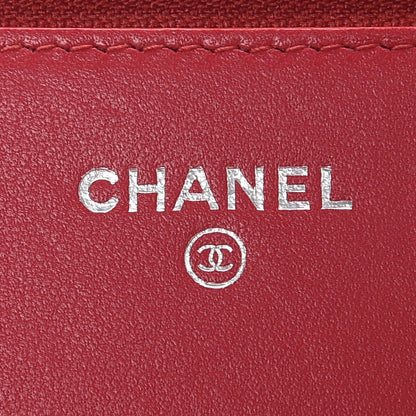 Chanel Lambskin Quilted Wallet On Chain WOC Red 7 of 10