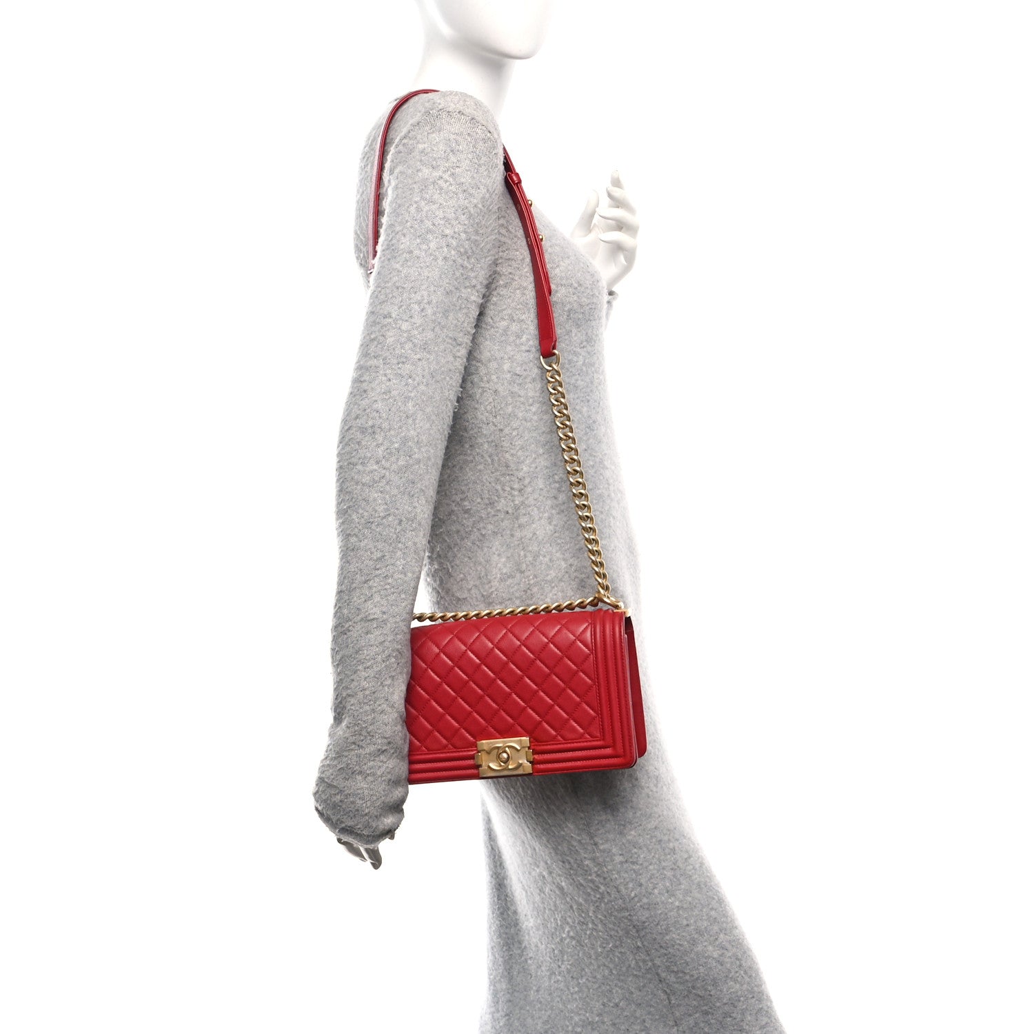 Chanel Caviar Quilted Medium Boy Flap Red 2 of 10