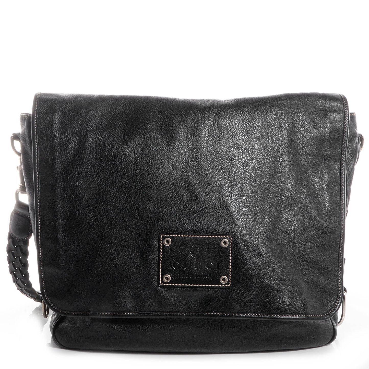 Leather Messenger Bag Black