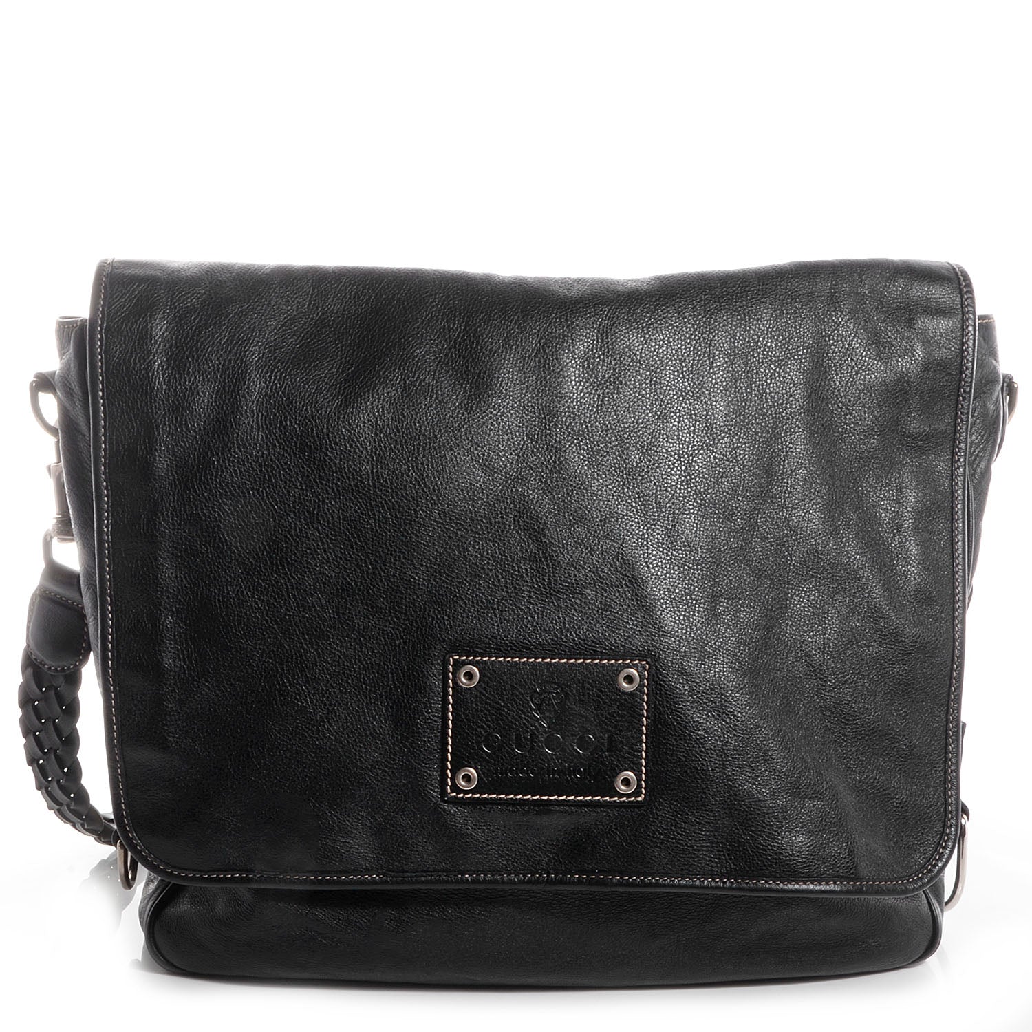 Gucci Leather Messenger Bag Black 1 of 8