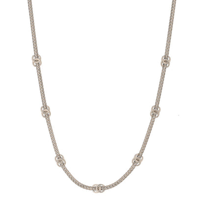 Chanel Metal CC Short Chain Necklace Silver 1 of 6