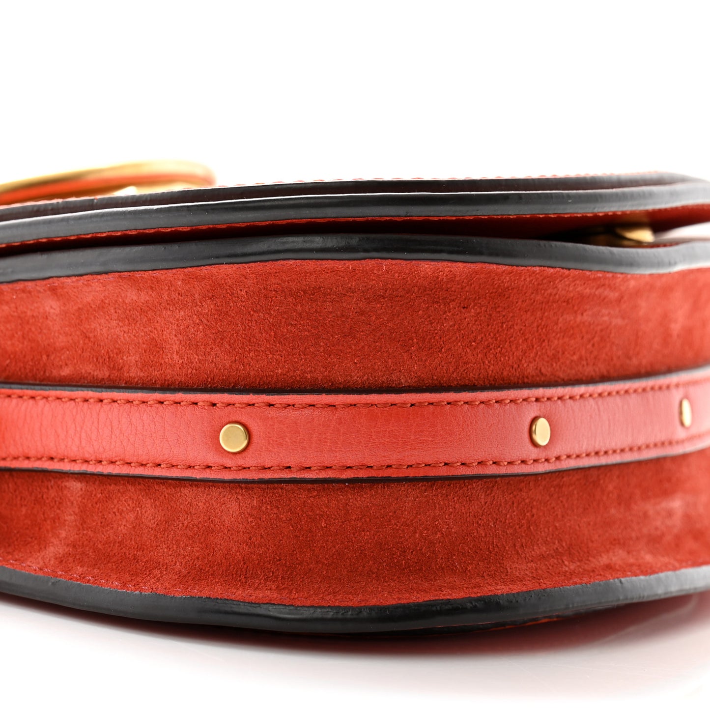 Calfskin Suede Small Nile Bracelet Bag Sepia Red