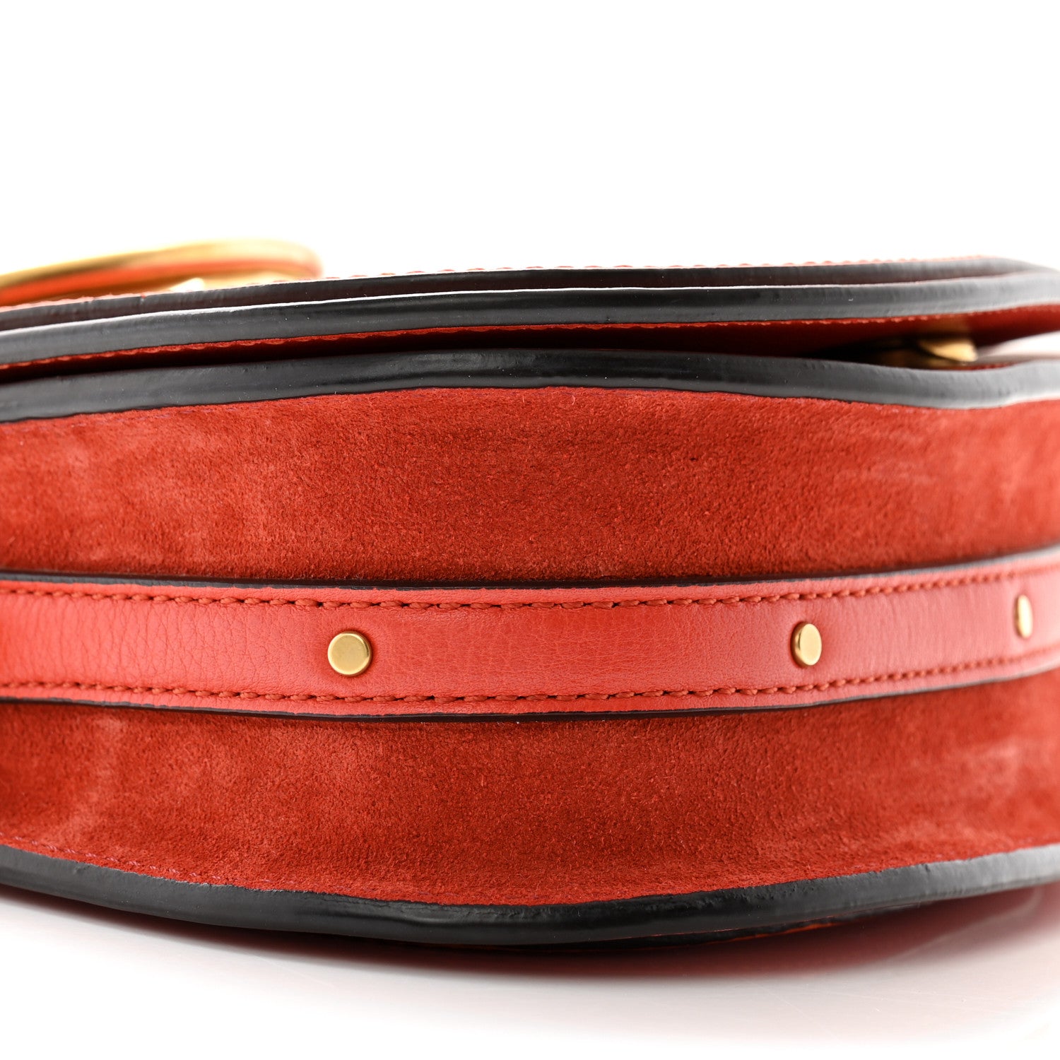 Chloe Calfskin Suede Small Nile Bracelet Bag Sepia Red 10 of 12