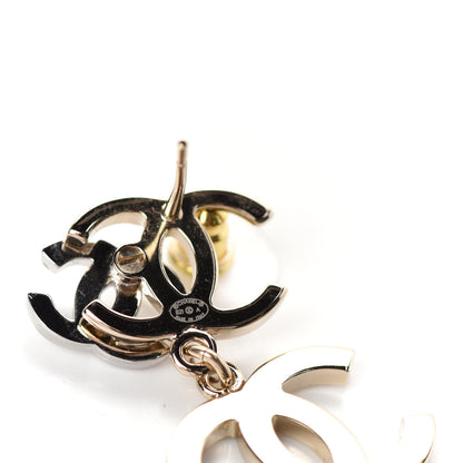 Chanel Crystal Pearl Double CC Drop Earrings Gold Silver 4 of 4