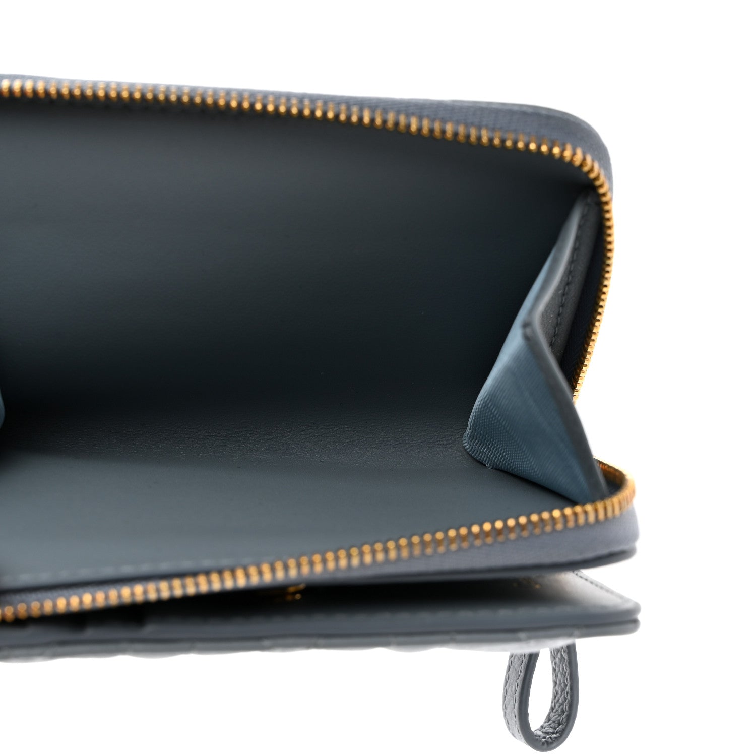 Christian Dior Grained Calfskin Supple Cannage Caro Scarlet Zipped Wallet Cloud Blue 6 of 10