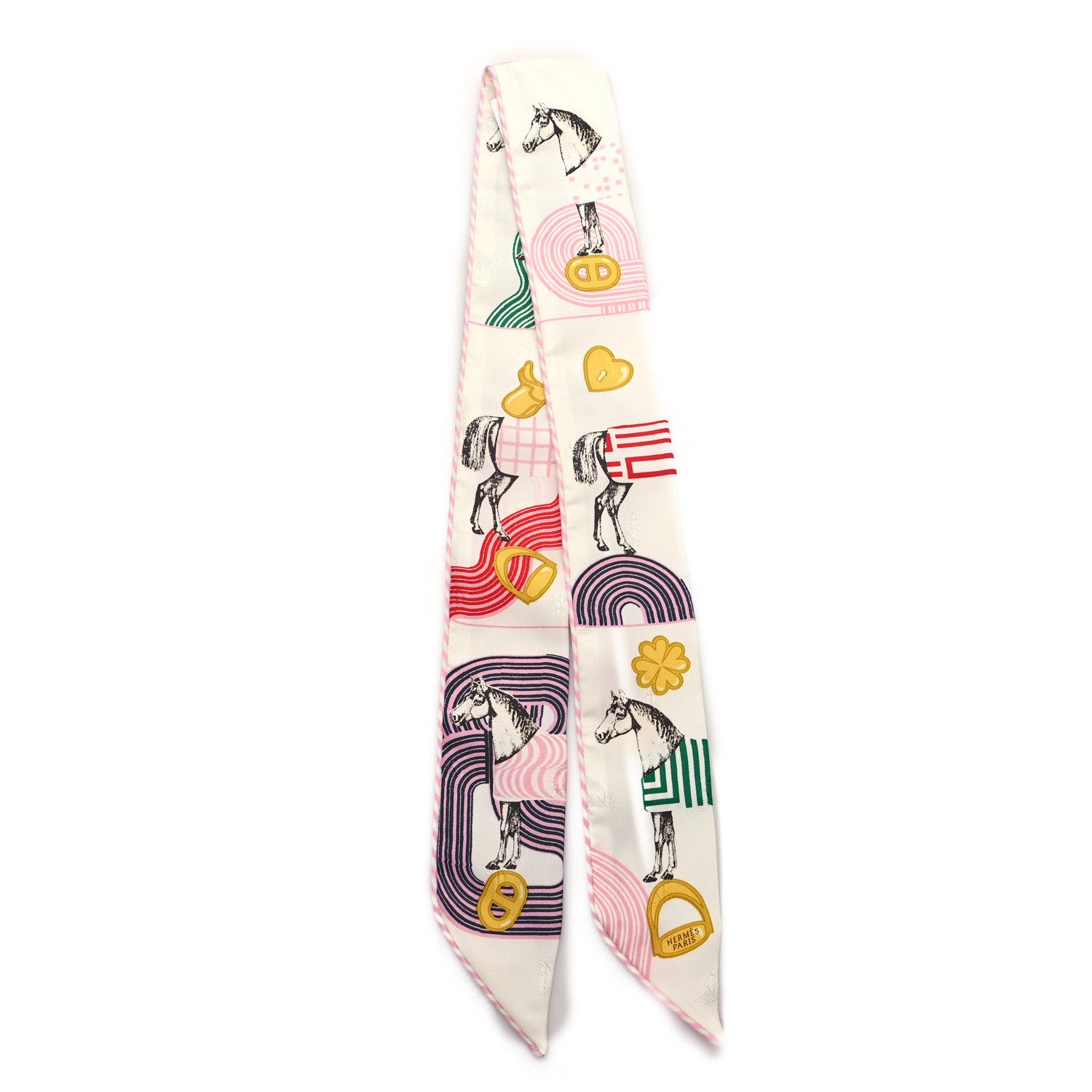 Hermes Silk Garde Robe Pop Charms Twilly White Multicolor 2 of 3