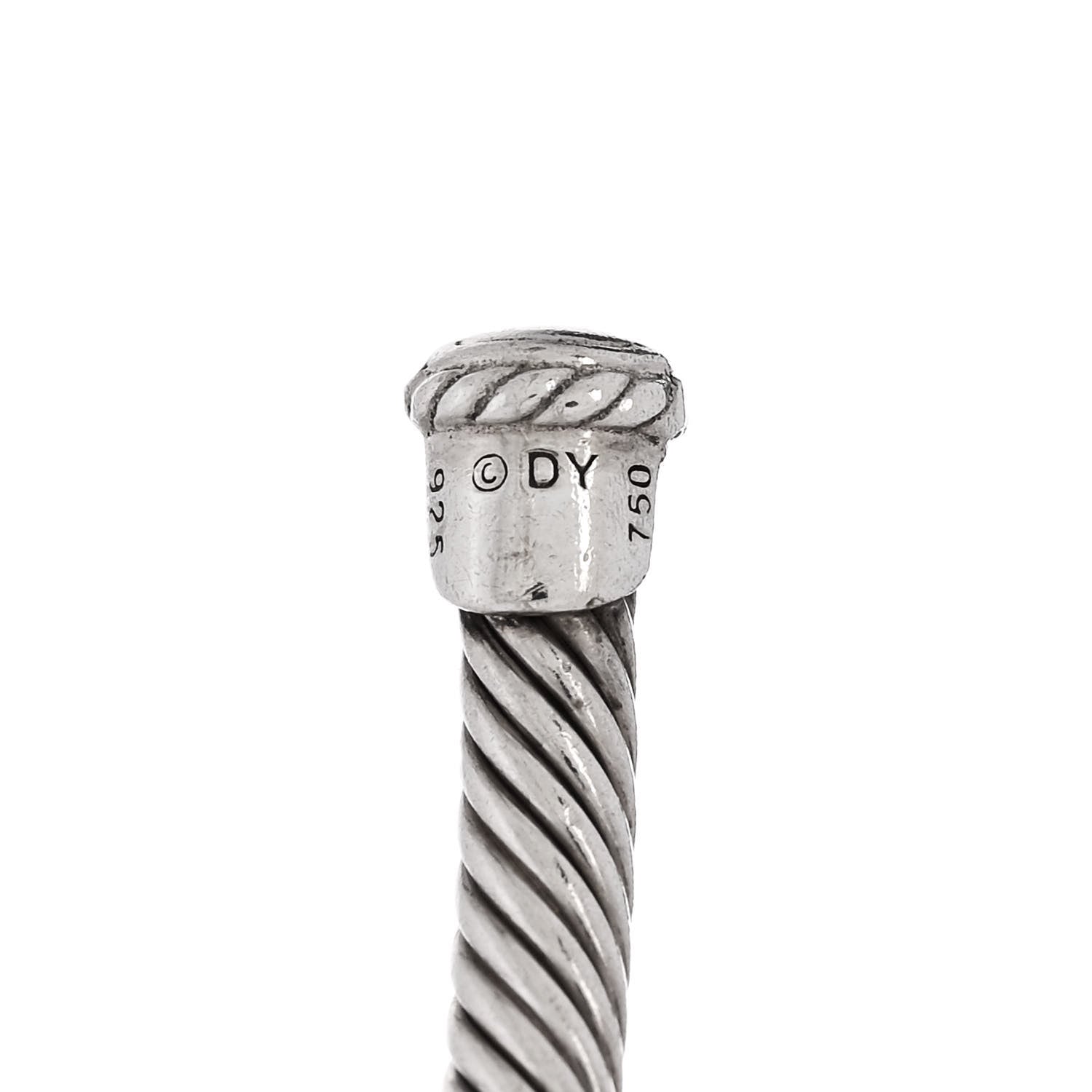 David Yurman Sterling Silver 18K Yellow Gold Graduated Pearl 4mm Cable Classics Cuff Bracelet 3 of 3