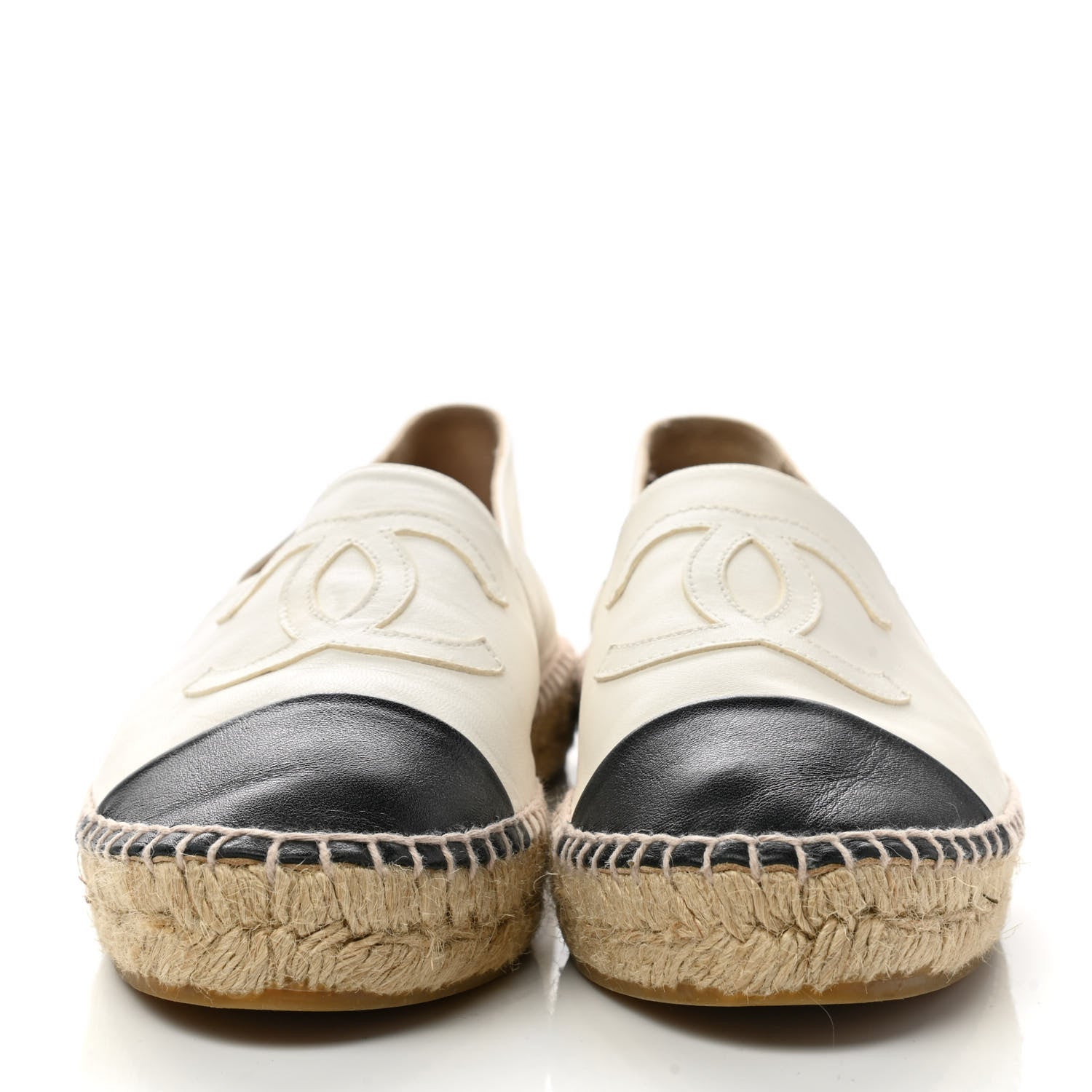 Chanel Calfskin Grosgrain CC Espadrilles 39 Ivory Black 2 of 10
