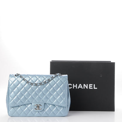 Chanel Patent Maxi Double Flap Light Blue 8 of 8