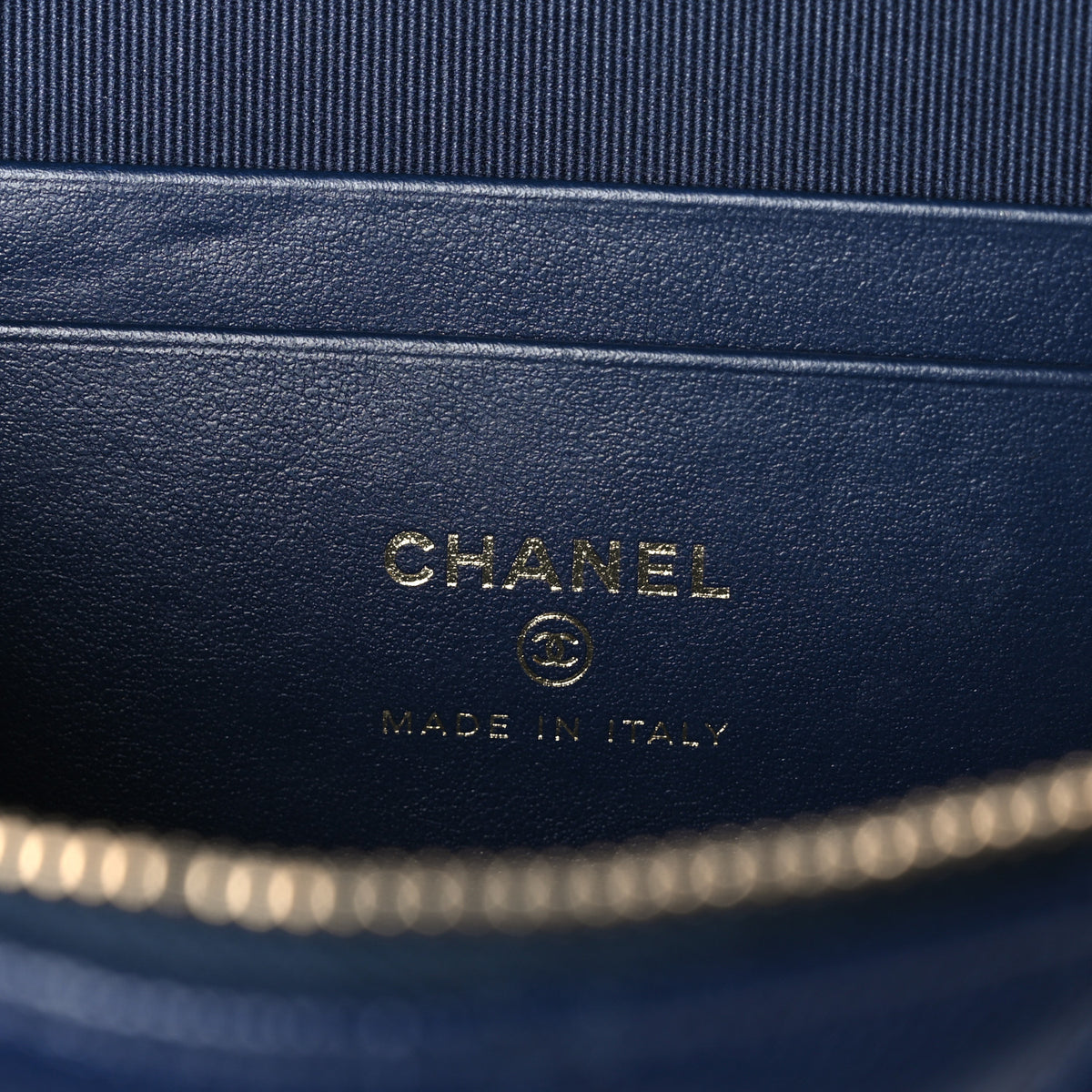 Chanel Caviar Quilted Top Handle Slim Vanity With Chain Navy 6 of 11