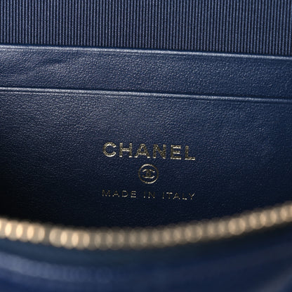Chanel Caviar Quilted Top Handle Slim Vanity With Chain Navy 6 of 11