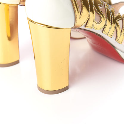 Christian Louboutin Metallic PVC Platform Peep Toe Pumps 36.5 White Gold 5 of 8
