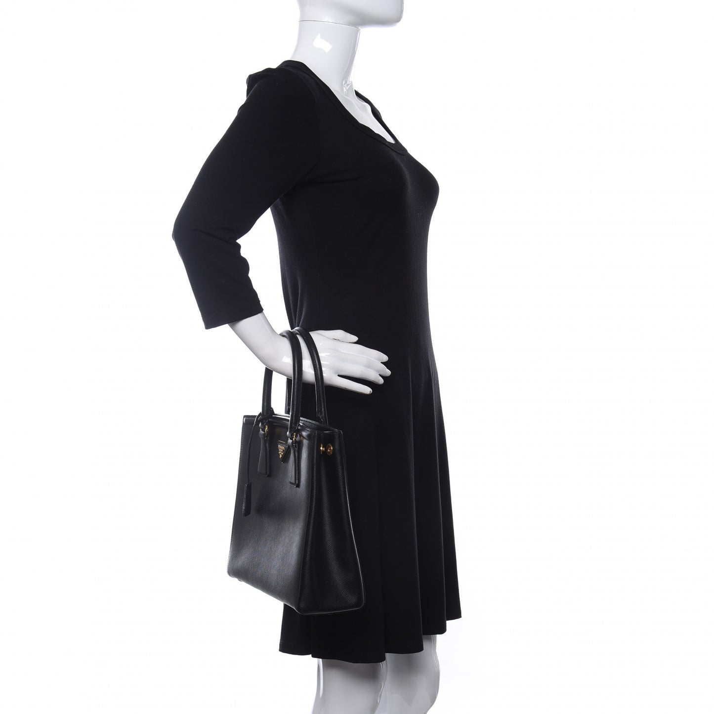 Saffiano Lux Small Parabole Tote Black