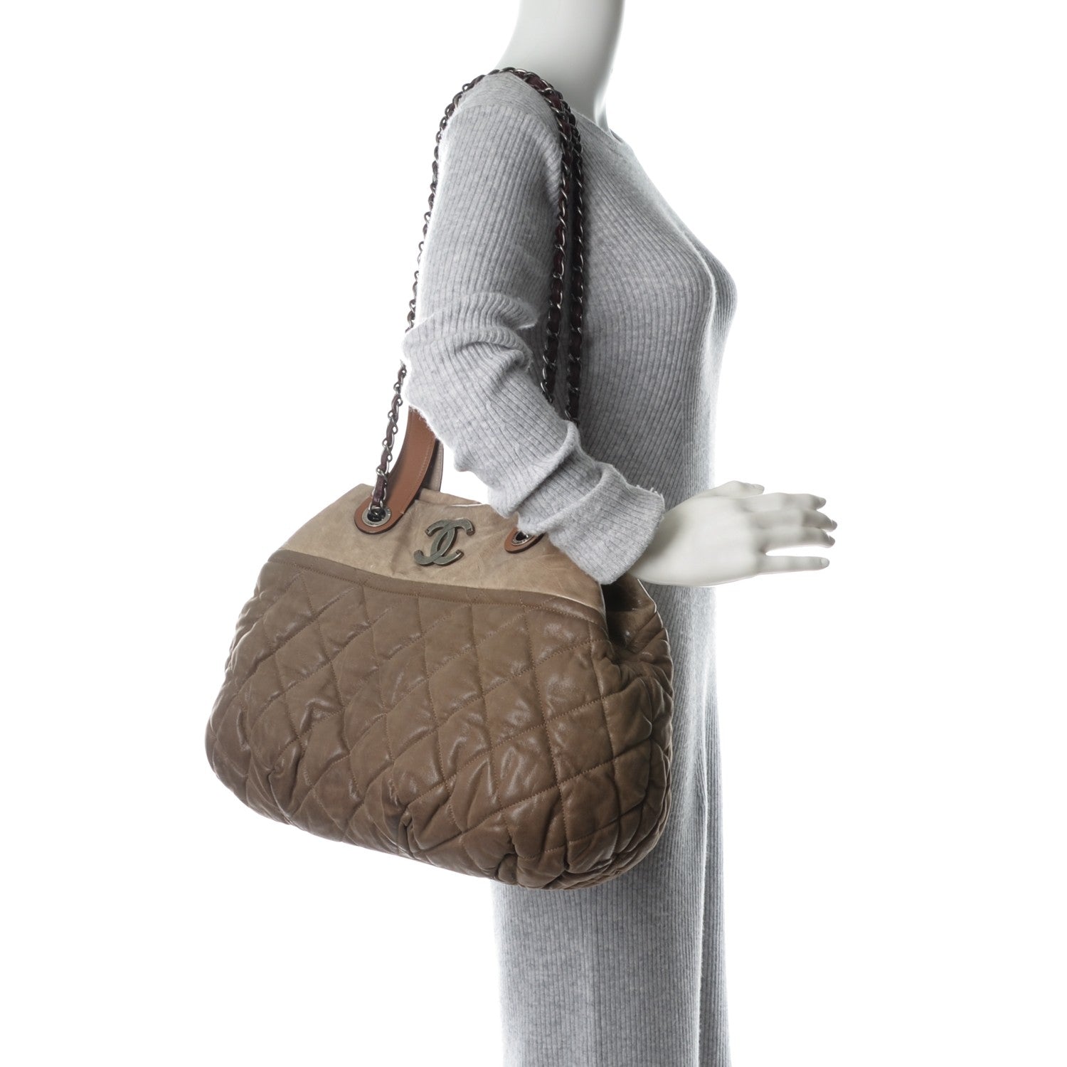 Chanel Iridescent Calfskin Quilted Large In The Mix Tote Khaki 2 of 9