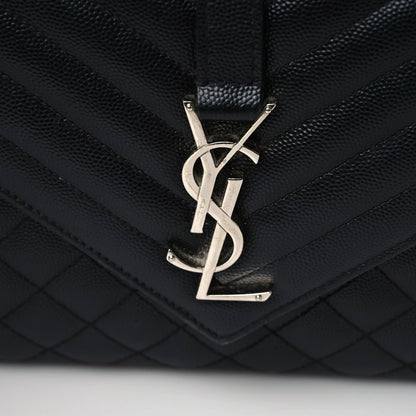 Saint Laurent Grain De Poudre Textured Mixed Matelasse Triquilt Medium Monogram Satchel Black 18 of 19