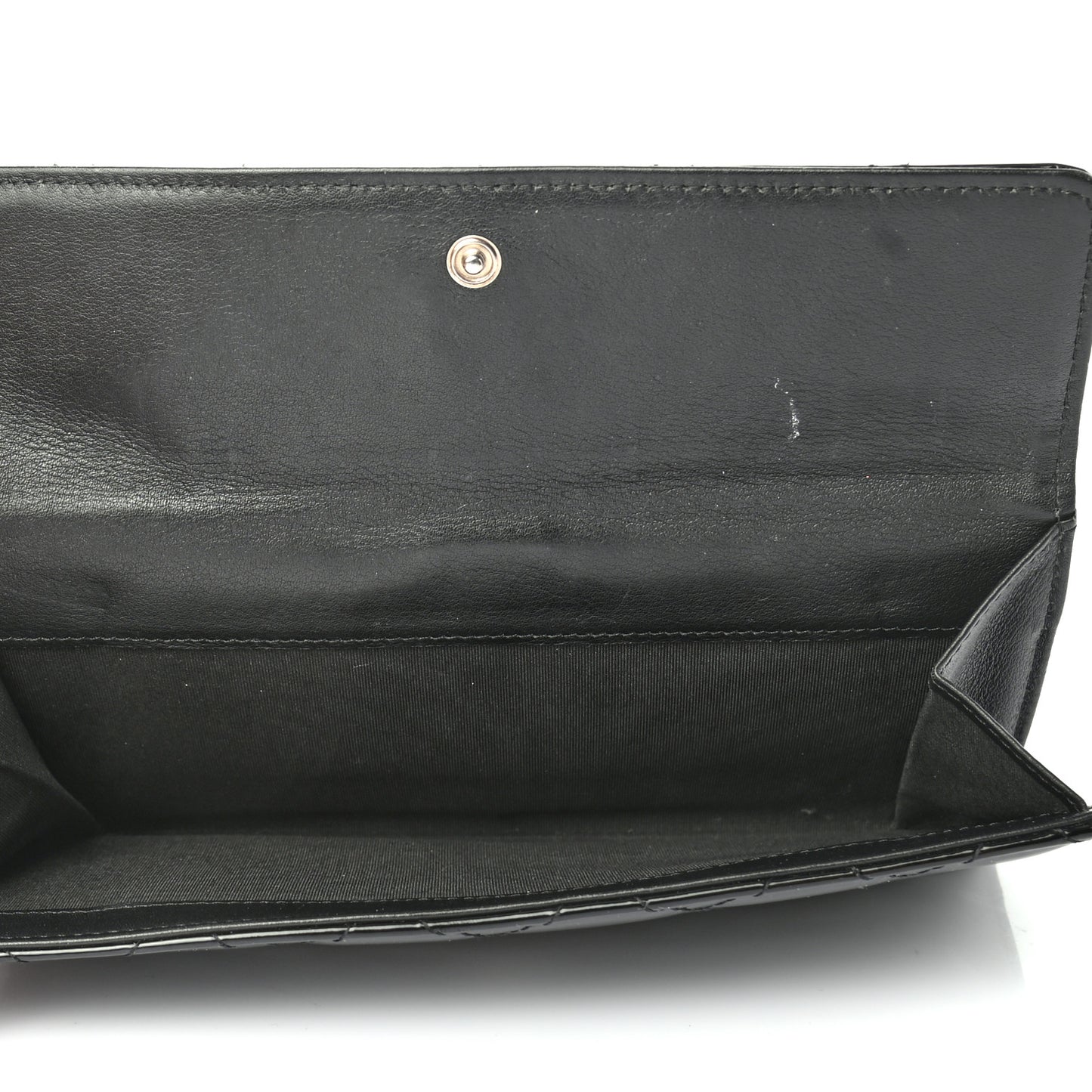 Patent Quilted Large Brilliant Flap Wallet Black