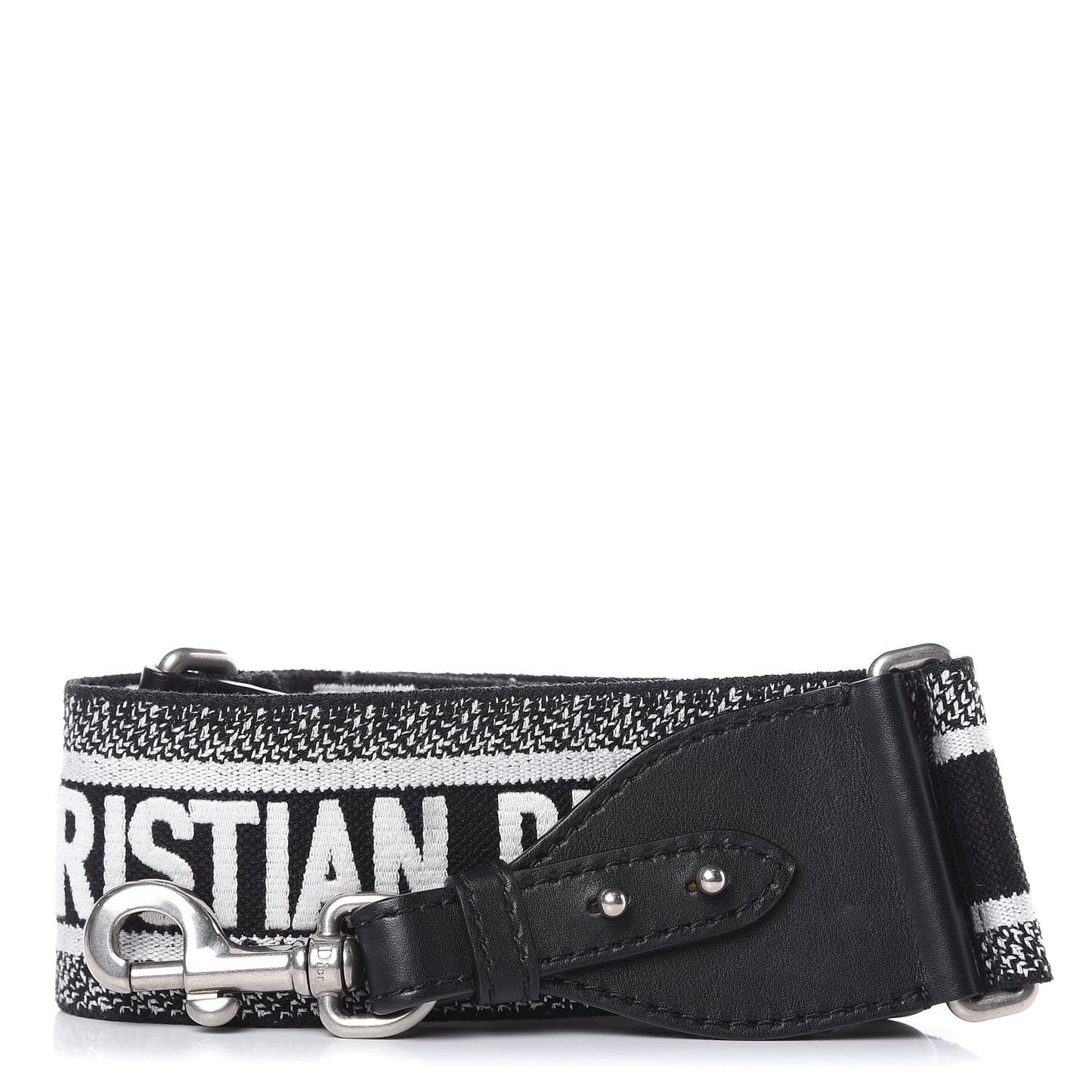 Canvas Embroidered Shoulder Strap Black White