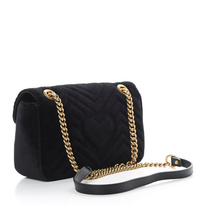 Gucci Velvet Matelasse Marquise Crystals Embroidered Small GG Marmont Shoulder Bag Black 3 of 13