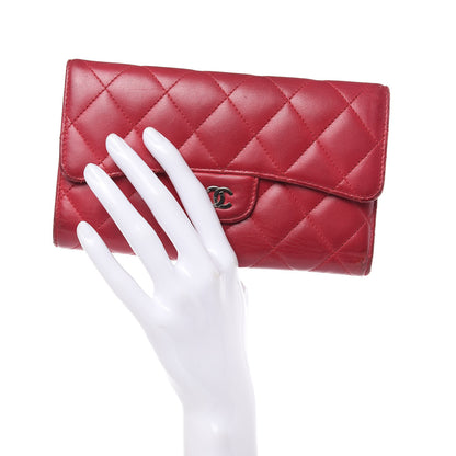 Chanel Lambskin Quilted Large Flap Wallet Dark Pink 2 of 17
