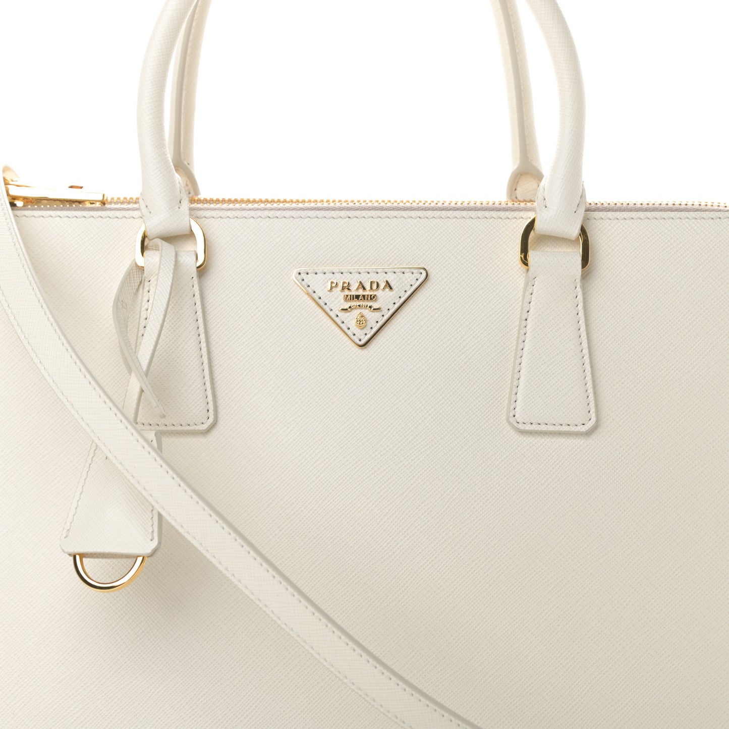 Saffiano Lux Large Galleria Double Zip Tote White