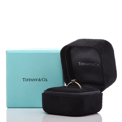 Tiffany 18K Yellow Gold Platinum Diamond .15ct Square Bezet Ring 52 6 5 of 5
