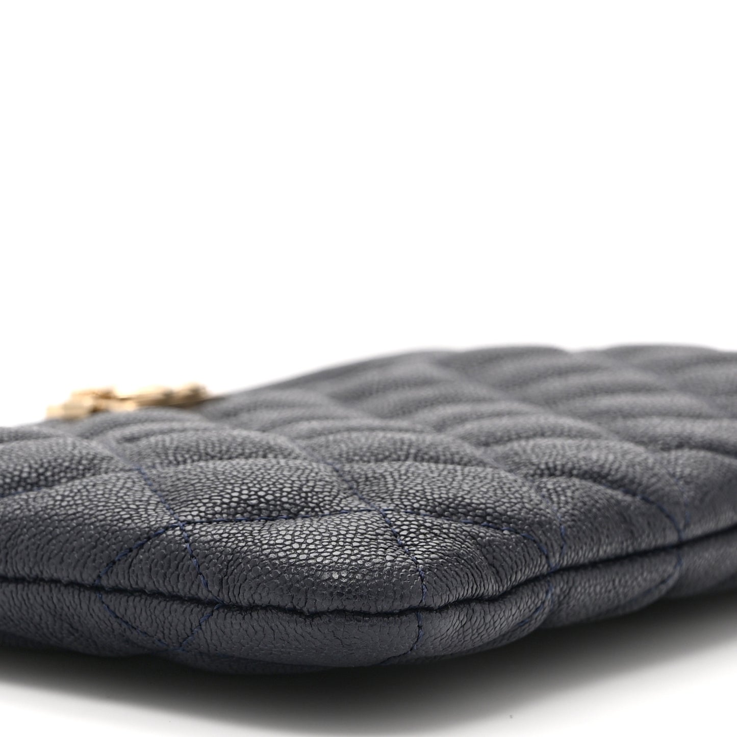 Caviar Quilted Small Zipped Boy Pouch Navy Blue