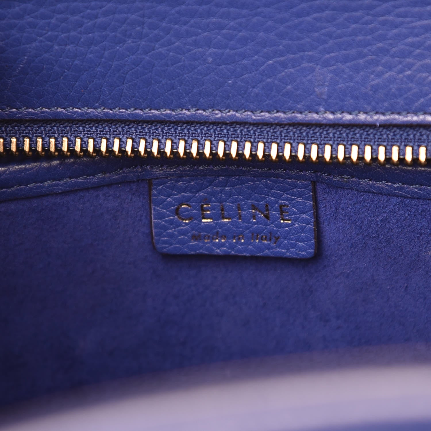 Celine Drummed Calfskin Nano Luggage Indigo 6 of 20